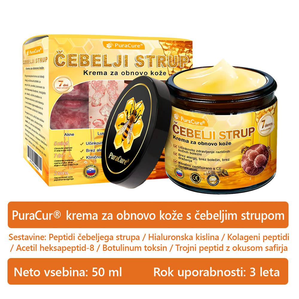 PuraCure® Krema za obnovo kože z čebeljim strupom | 50 ml | Priporočeno češko dermatovenerološko društvo